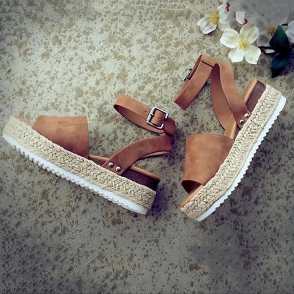 Snakeskin/ Leopard/ Tan Platform Espadrille Sandal - Picture 8 of 8